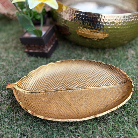 Gilded Leaf Serving Tray and Platter