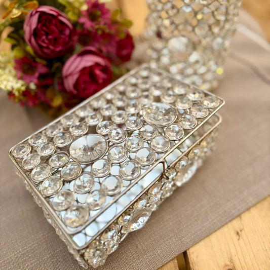 Silver Crystal Mirror Rectangular Box