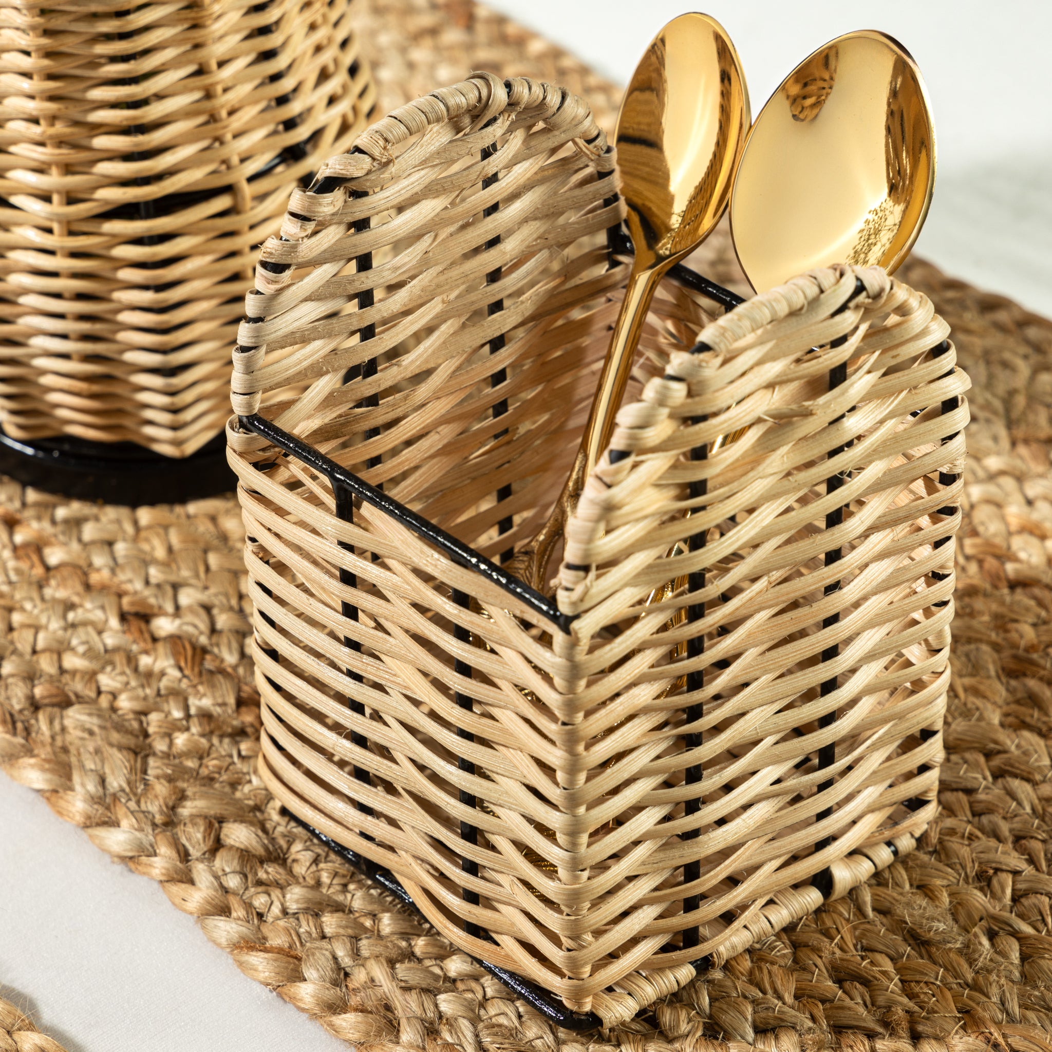 Natural Harmony Rattan Cutlery Holder – The Little Details