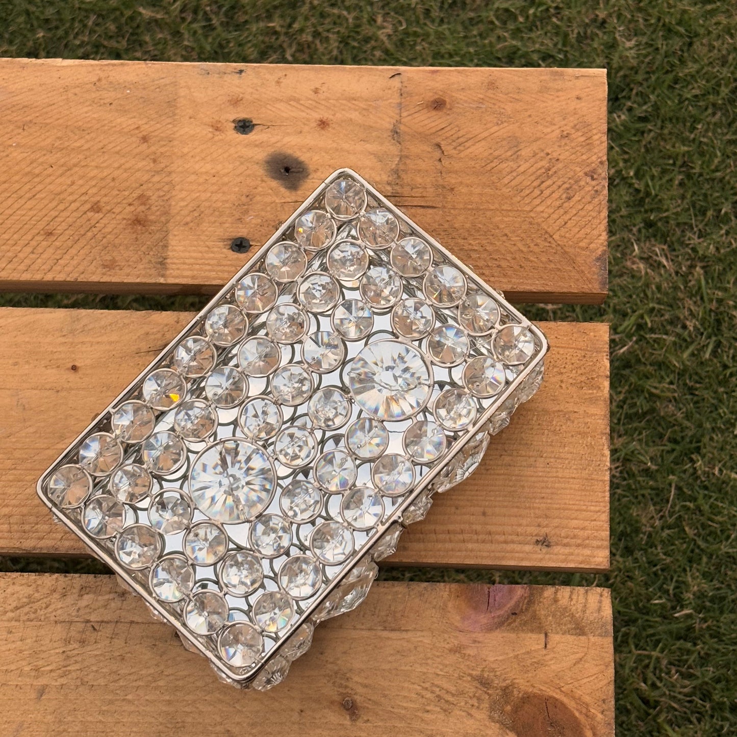 Silver Crystal Mirror Rectangular Box