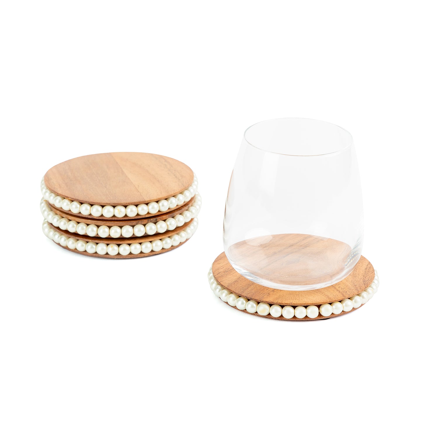 Wooden Pearl Coasters - Set of 4